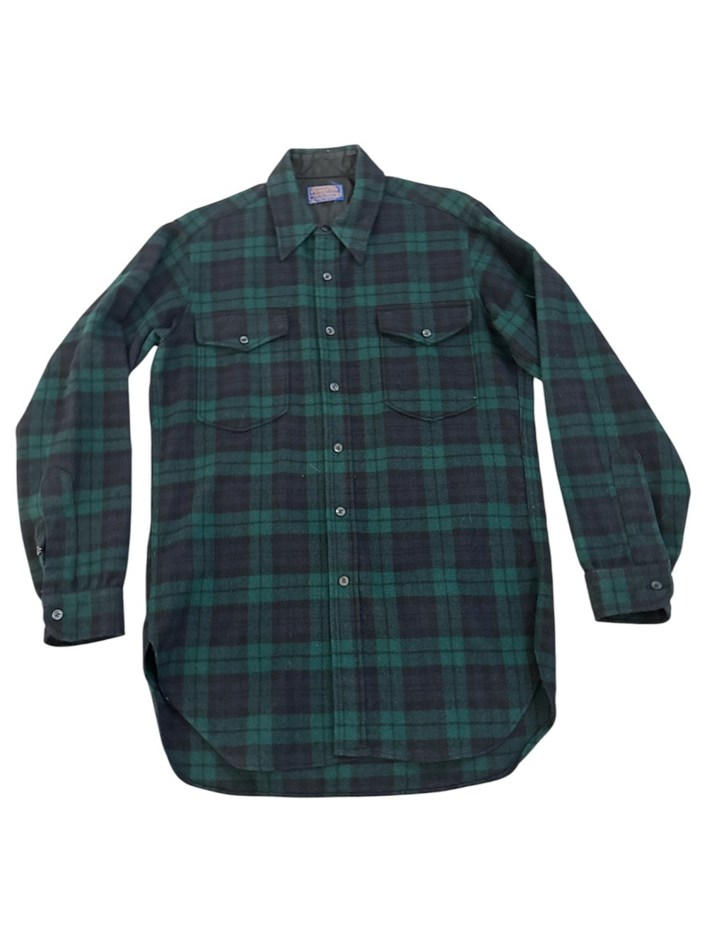Vintage Pendleton 100% Virgin Wool Black Watch Plaid Flannel Shirt Men's 15½ USA